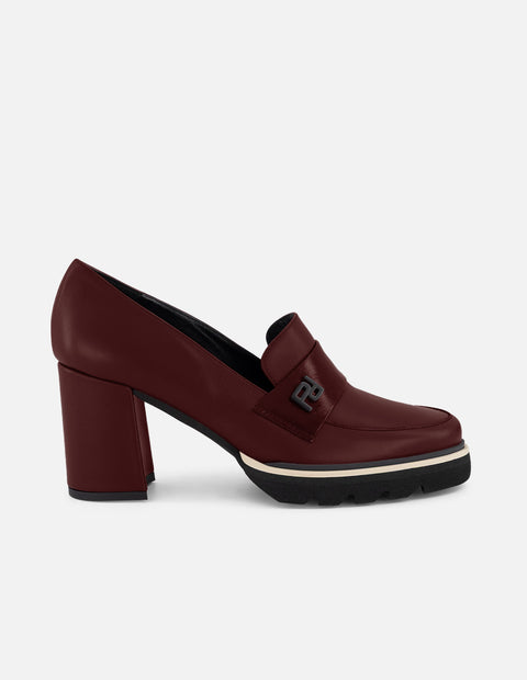 Mocasines vino piel charol para mujer Charm Pd