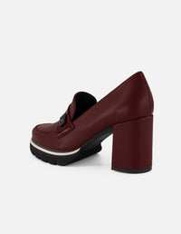 Mocasines vino piel charol para mujer Charm Pd