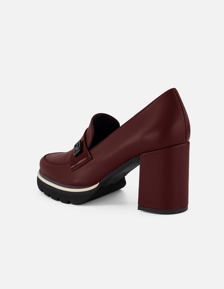 Mocasines vino piel charol para mujer Charm Pd