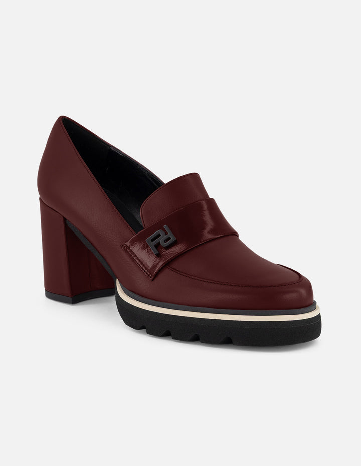 Mocasines vino piel charol para mujer Charm Pd