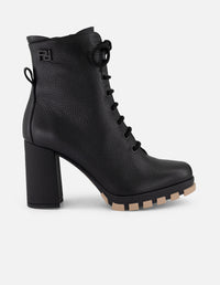 Botines negros piel bombeada para mujer con suela track