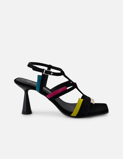 Sandalias multicolor ante para mujer con tiras delgadas