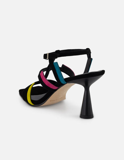 Sandalias multicolor ante para mujer con tiras delgadas
