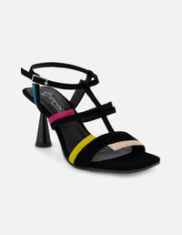 Sandalias multicolor ante para mujer con tiras delgadas