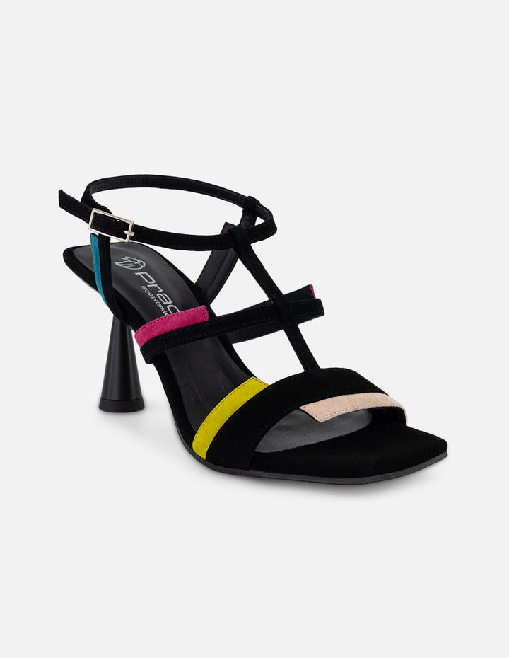 Sandalias multicolor ante para mujer con tiras delgadas