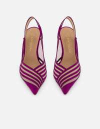 Zapatilla rosa reja para mujer con acabado aterciopelado