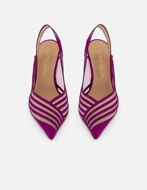 Zapatilla rosa reja para mujer con acabado aterciopelado