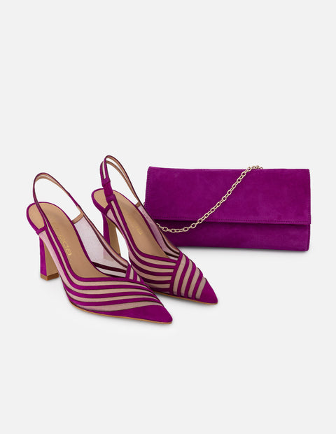 Zapatilla rosa reja para mujer con acabado aterciopelado