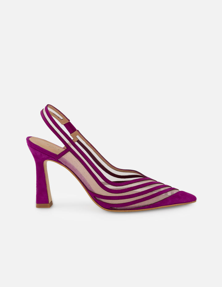 Zapatilla rosa reja para mujer con acabado aterciopelado