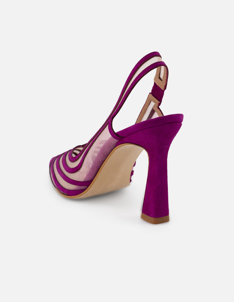 Zapatilla rosa reja para mujer con acabado aterciopelado