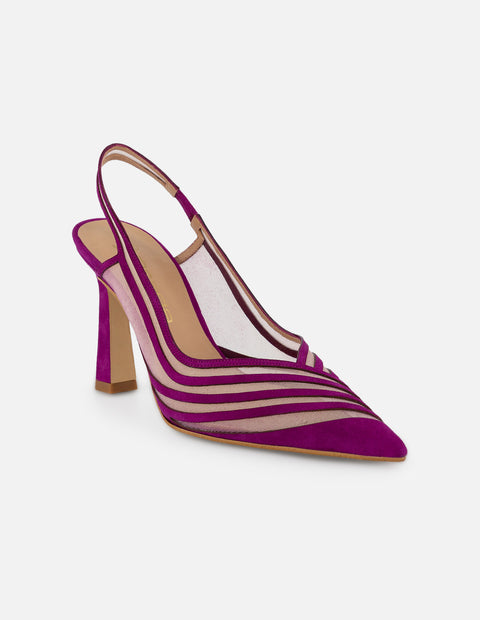 Zapatilla rosa reja para mujer con acabado aterciopelado