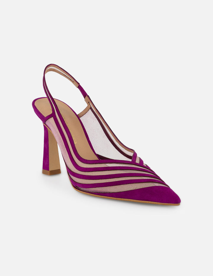Zapatilla rosa reja para mujer con acabado aterciopelado
