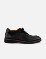 Zapato Oxford negro piel y ante para hombre con combinación de materiales
