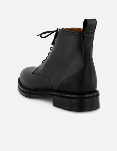 Botines negro piel para mujer con agujetas al frente