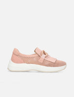 Tenis en piel ante con picado en color nude