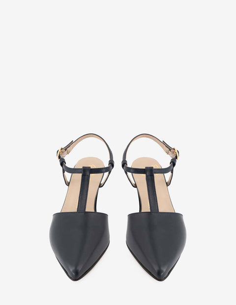 Zapatilla destalonada en piel napa color negro para mujer