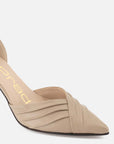 Zapatilla en piel napa color beige con detalle tipo drapeado para mujer