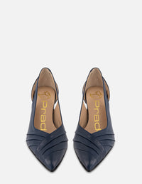 Zapatilla en piel napa color azul para mujer