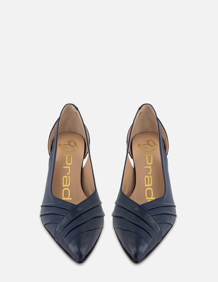 Zapatilla en piel napa color azul para mujer