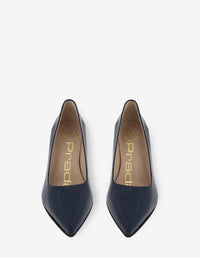 Zapatilla de piel charol color azul para mujer