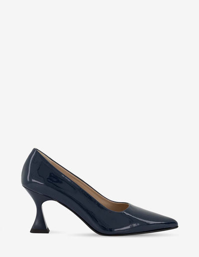 Zapatilla de piel charol color azul para mujer
