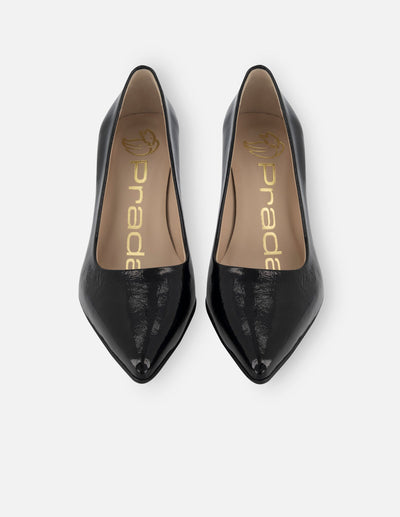 Zapatilla de piel charol color negro para mujer