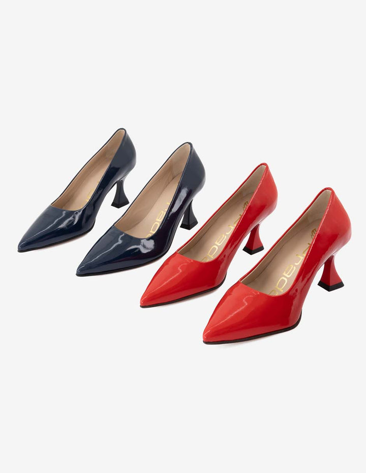 Zapatilla de piel charol color rojo para mujer