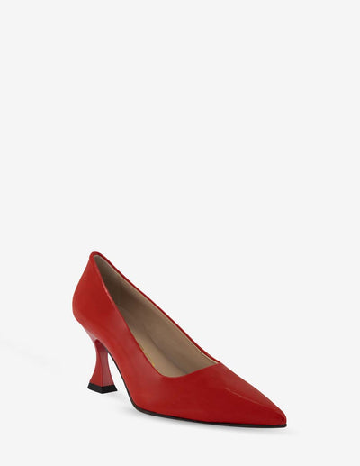 Zapatilla de piel charol color rojo para mujer