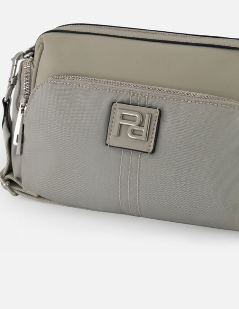 Bandolera gris nylon para mujer con 5 compartimentos