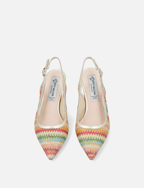 Zapatilla destalonada con pala de textil tipo crochet