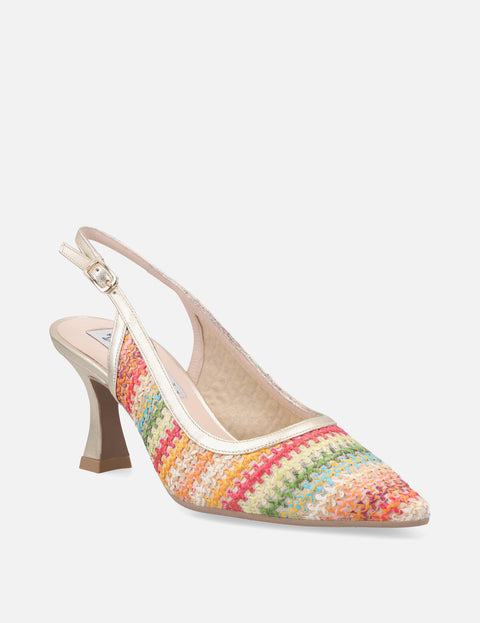Zapatilla destalonada con pala de textil tipo crochet