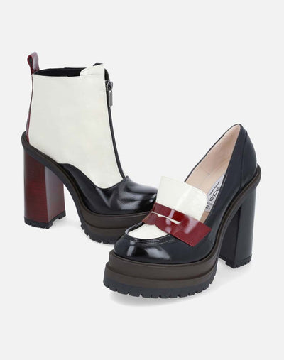Mocasín en piel charol de bloques de color  para mujer