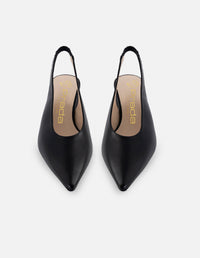 Zapatilla destalonada de piel color negro para mujer