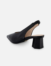 Zapatilla destalonada de piel color negro para mujer