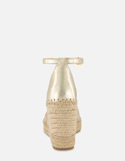 Alpargata en piel metalizada color dorado para mujer