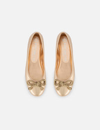 Ballerina en piel metalizada color bronce para mujer