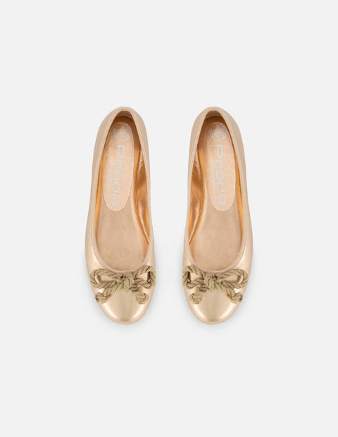 Ballerina en piel metalizada color bronce para mujer