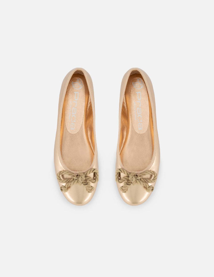 Ballerina en piel metalizada color bronce para mujer