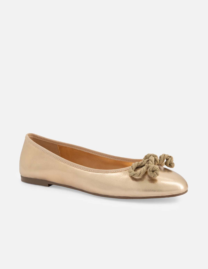 Ballerina en piel metalizada color bronce para mujer