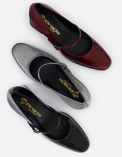 Mercedes color negro de charol para mujer con silueta tipo mary jane