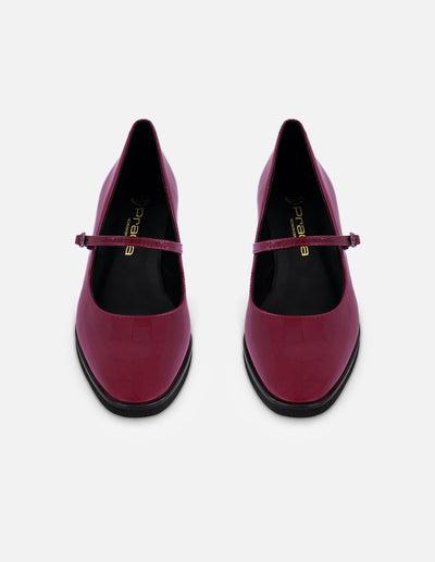 Mercedes color vino de charol para mujer mary jane con pulsera