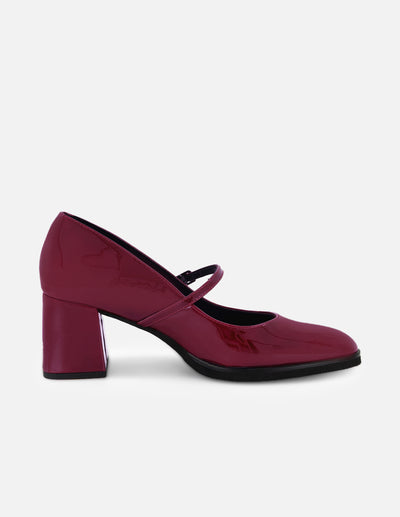 Mercedes color vino de charol para mujer mary jane con pulsera