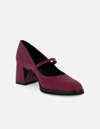 Mercedes color vino de charol para mujer mary jane con pulsera