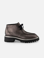 Wallabee color plata piel metalizada para mujer con piel metalizada color plateada