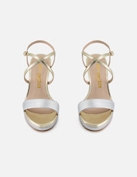 Sandalia de piel metalizada para mujer multicolor