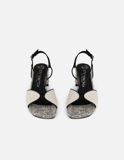 Sandalias bicolor en piel para mujer con estampado tipo laberinto