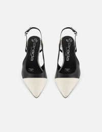 Zapatilla bicolor en piel para mujer con estampado laberinto