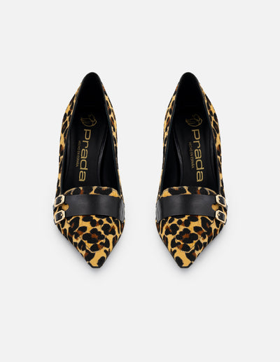 Mocasines animal print pelo de mujer con detalle color dorado
