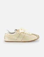 Tenis color dorado de piel para mujer ultra ligeros
