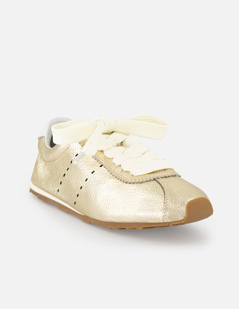 Tenis color dorado de piel para mujer ultra ligeros